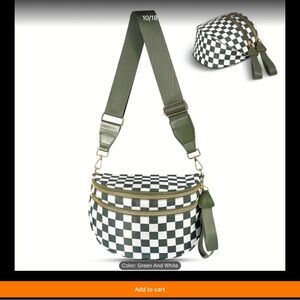 Checkered Green and White Women's Bag